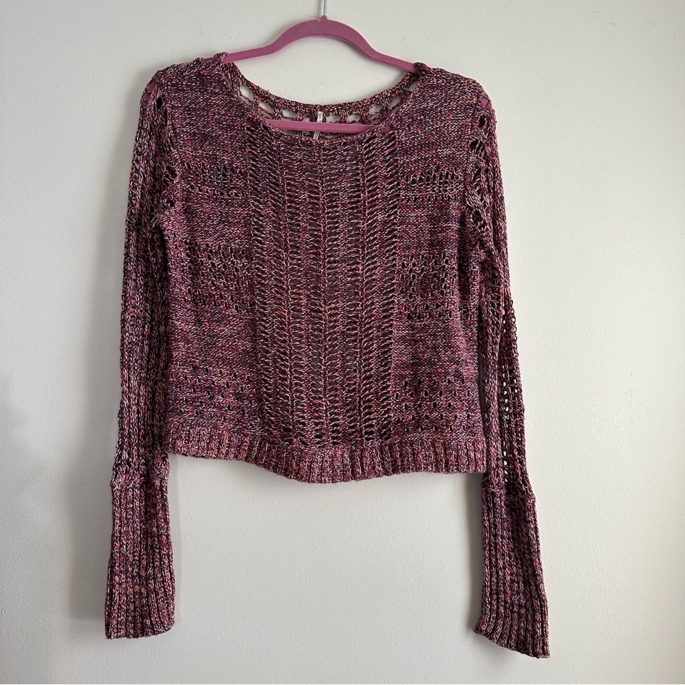 Free‎ People • Cotton Linen Open Knit Multicolor Sweater